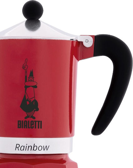 Bialetti Regenbogen Espressokocher für den Herd 1 Tassen Rot