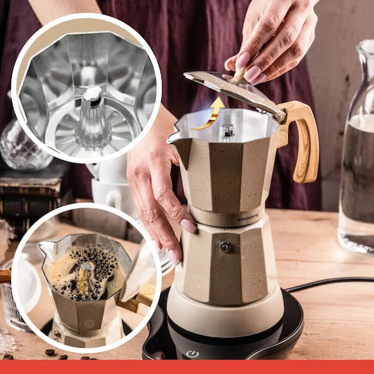 Klausberg Electric Stovetop Espresso Pot 6 Cups 500W Silver