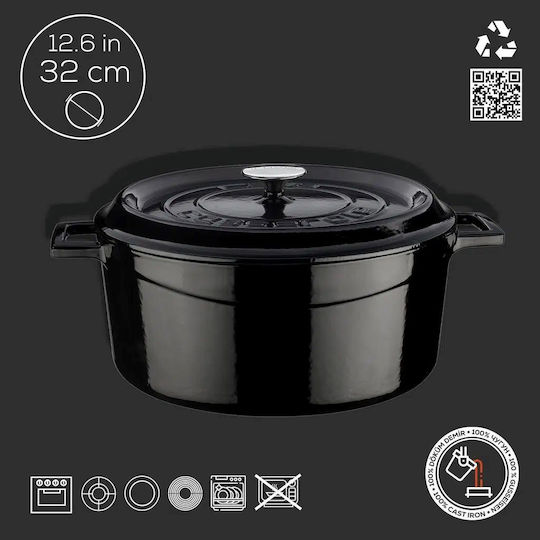 Lava Trendige Gusseisen Kochtopf aus Μαντέμι 10lt / 32cm Schwarze