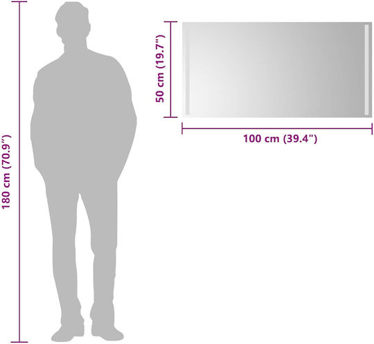 vidaXL Oglindă de baie Led 100x50cm Transparentă