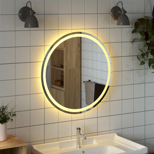 vidaXL Огледало за баня LED Touch 70x70cm Прозрачен