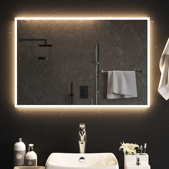 vidaXL Καθρέπτης Μπάνιου Led 90x60cm Διάφανος