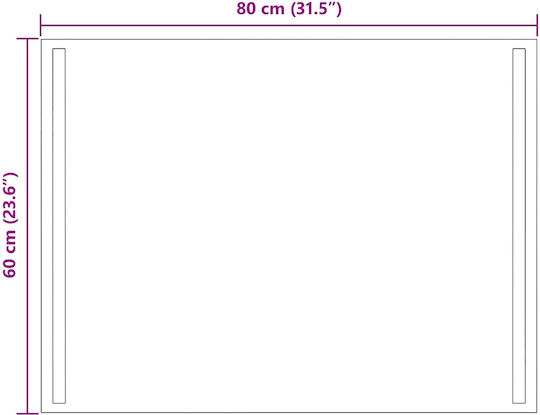 vidaXL Oglindă de baie Led 80x60cm Transparentă