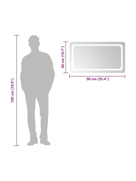 vidaXL Badezimmerspiegel Led 90x50cm Transparent