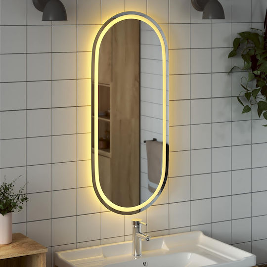 vidaXL Καθρέπτης Μπάνιου Led 100x45cm Διάφανος