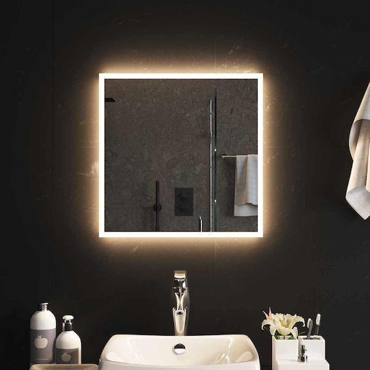 vidaXL Oglindă de baie Led 50x50cm Transparentă