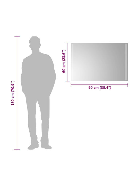 vidaXL Bathroom Mirror Led 90x60cm Transparent