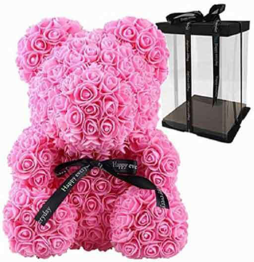 Αρκουδάκι Τεχνητά Τριαντάφυλλα Κόκκινο 35cm Teddy Bear Made Artificial Roses Red 35cm 0316002