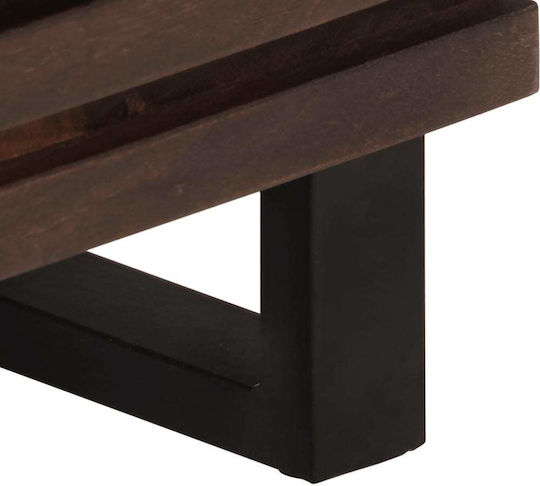 Wooden Bedside Tables with Metal Legs Brown 2 Pieces 40x34x46cm