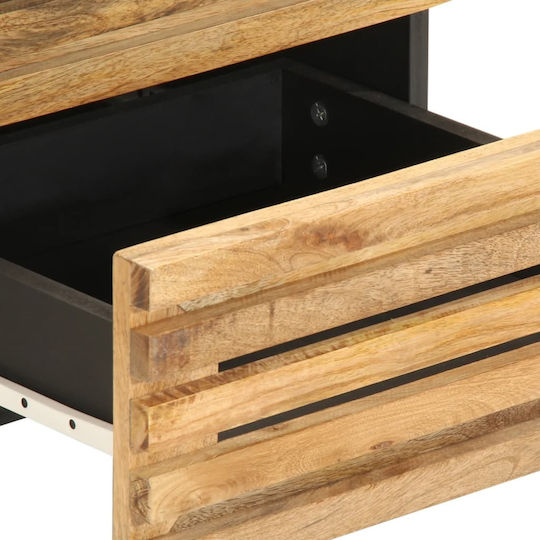 Wooden Bedside Tables with Metal Legs Brown 2 Pieces 40x34x46cm