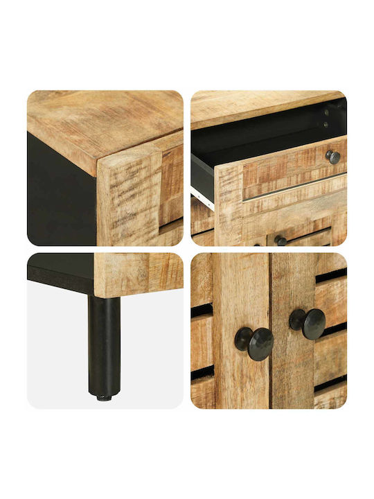 Bedside Table Made of Solid Wood Beige 50x33x60cm