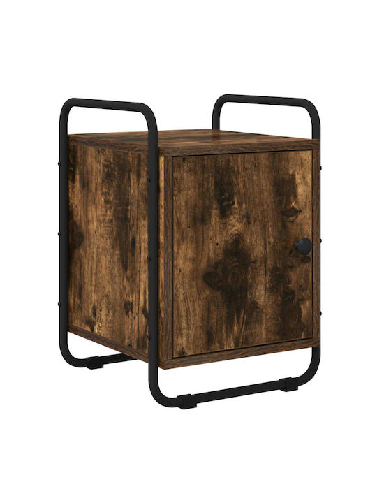 Wooden Bedside Table With Black Metal Legs 35x36.5x50cm