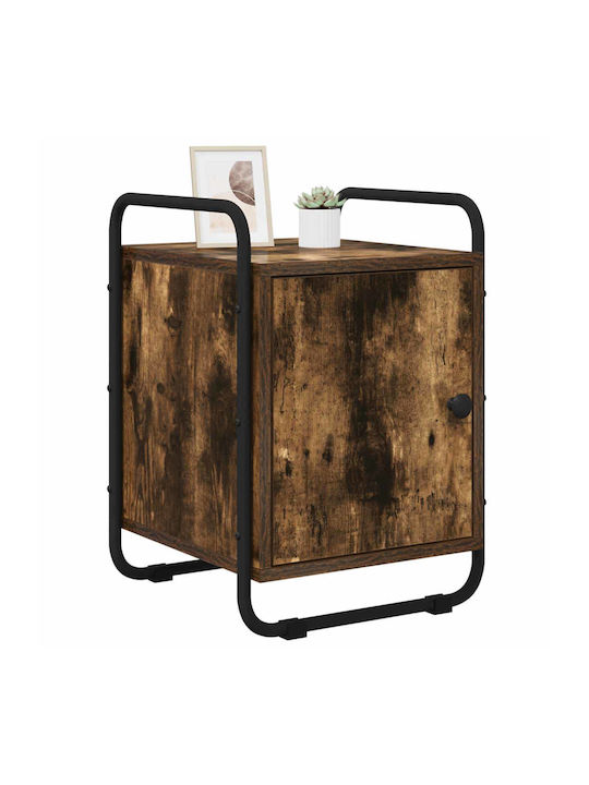 Wooden Bedside Table With Black Metal Legs 35x36.5x50cm