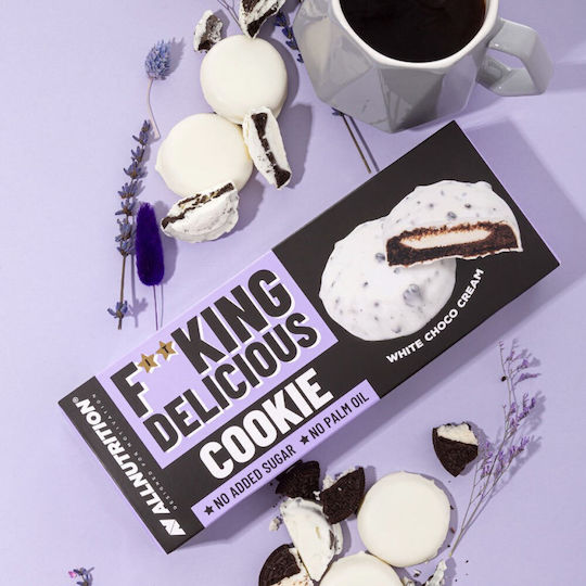 AllNutrition Μπισκότα Πρωτεΐνης με Επικάλυψη & Γέμιση White Chocolate & Cream Χωρίς Ζάχαρη 128gr