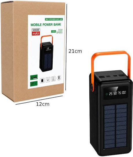Solar Power Bank 50000mAh mit 4 USB-A Ausgangsanschlüsse Schwarz