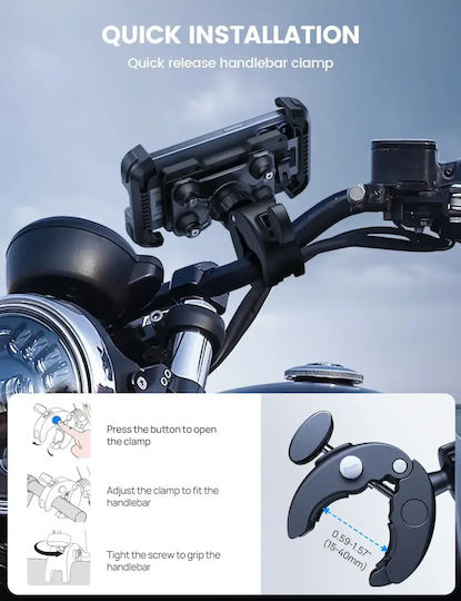 Lamicall Bscp01 Anti-Vibration Mobile Phone Holder Handlebar Motorcycle Bicycle Black