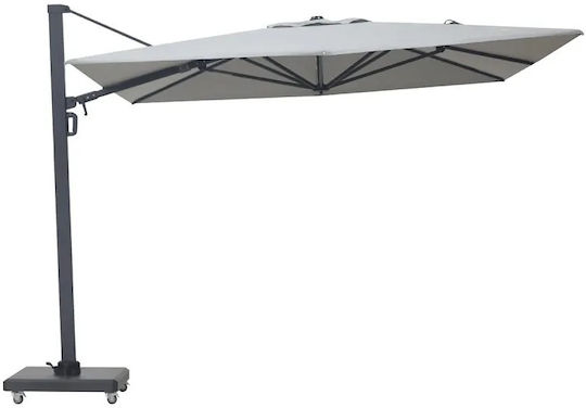 Hängender Aluminium-Garten- und Terrassen-Sonnenschirm Grau 3x3.5m