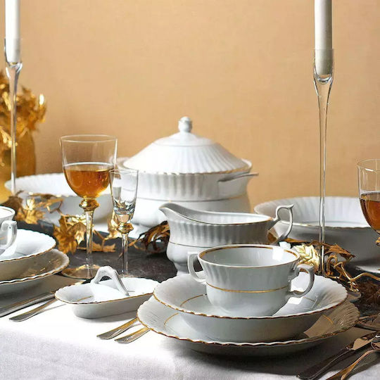 Cryspo Trio Ivona White Ceramic Dinnerware Set 40pcs