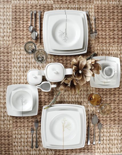 Cryspo Trio Kyoto Grey Porcelain Dinnerware Set 40pcs