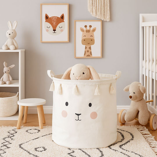 Jabadabado Children's Storage Basket made of Fabric Bunny White 40x40cm 1pcs