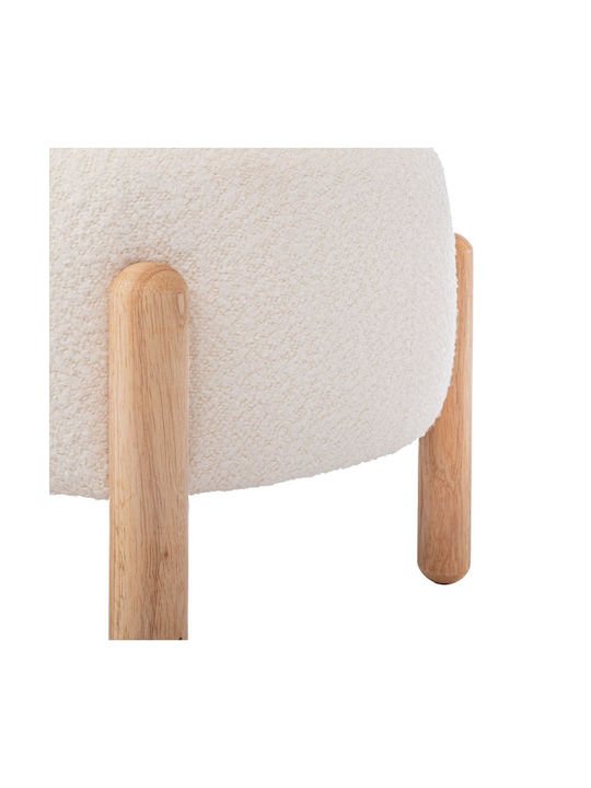 Stool For Living Room Upholstered with Fabric Κρεμ / Καφέ 45x45x36cm