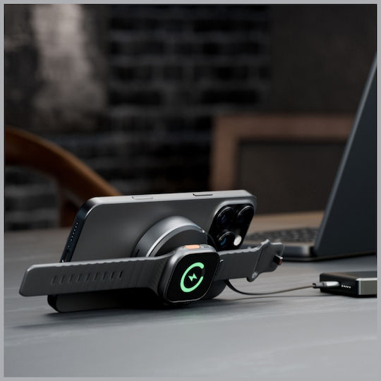 Energea Φορτιστής Magsafe και Καλώδιο USB-C 15W Gunmetal (Magduo Arc)