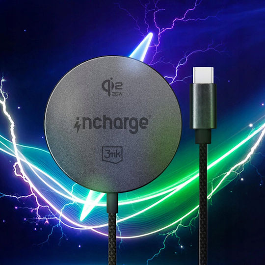 3MK Wireless Charger Qi2 25W Black (incharge Align for Apple)