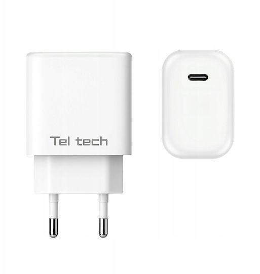 Teltech Handyladegerät Ohne Kabel mit USB-C Ausgangsanschlüsse 30W Weiß (TCH-04)