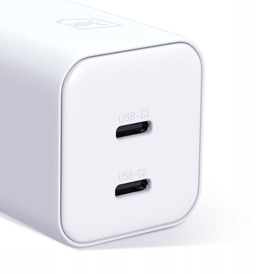 3MK GaN Wireless Charger with 2 USB-C Ports 45W Power Delivery / Quick Charge 4.0 White (Hyper)