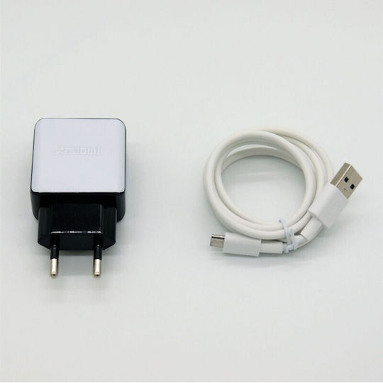 Andowl Charger with 2 USB-A Ports and Cable micro USB Whites (DT-T01)
