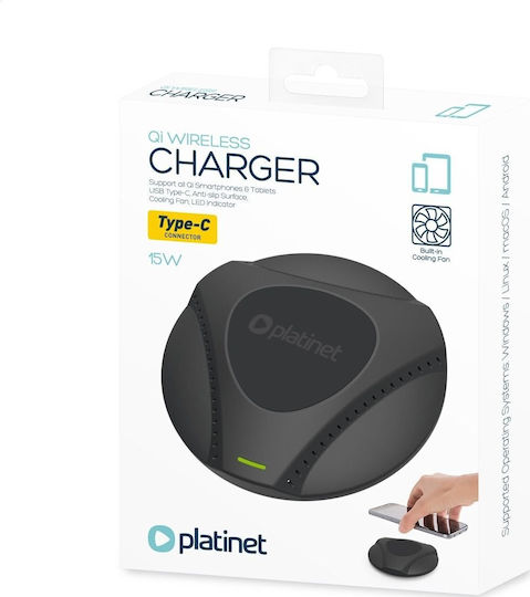 Platinet Wireless Charger (Qi Pad) 15W Blacks (PWC115B)