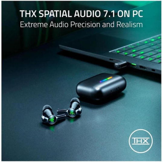 Razer Hammerhead V3 HyperSpeed In-ear Bluetooth Handsfree Ακουστικά με Αντοχή στον Ιδρώτα και Θήκη Φόρτισης Μαύρα