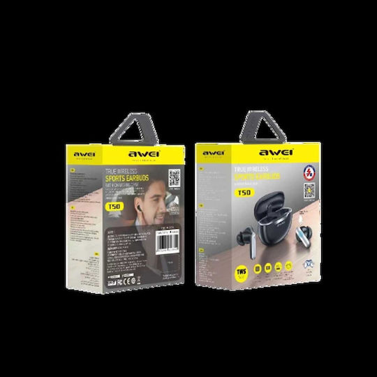 Awei T50 In-ear Bluetooth Handsfree Earphones with Sweat Resistance and Charging Case Black