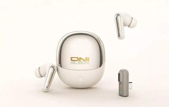 Onikuma TX610 In ear Bluetooth хендсфри Слушалки с Устойчивост на Пот и Кутийка за Зареждане Бежов