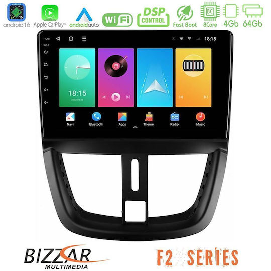 Bizzar Car Audio System for Peugeot 207 2006-2012 Bluetooth USB WiFi GPS Apple CarPlay Android Auto with 9" Touch Screen
