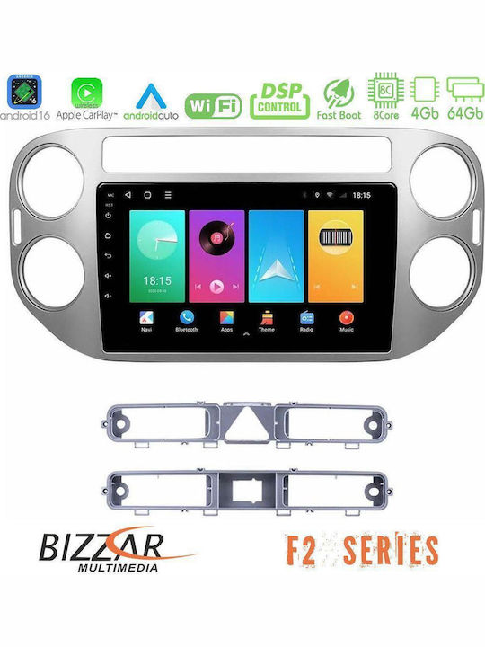 Bizzar Auto-Audiosystem für Volkswagen Tiguan 2016 mit Touchscreen 9" Bluetooth USB Eingebautes Wi-Fi GPS Apple CarPlay Android Auto