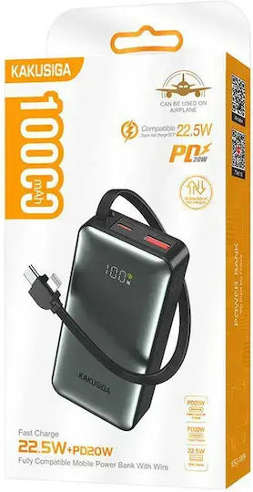 Kakusiga Kakusiga Power Bank 10000mAh with USB-A and USB-C Output Ports Black