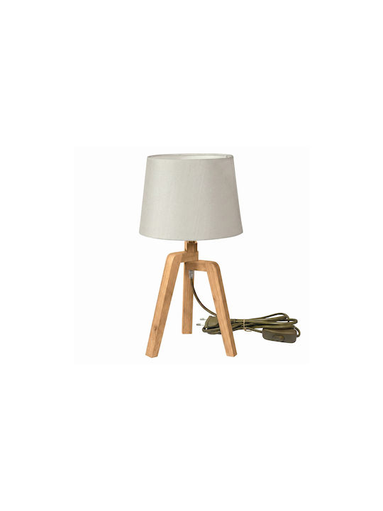 ARlight CL 6319 Ξύλινο Πορτατίφ για Ντουί E27 με Λευκό Καπέλο και Μπεζ Βάση