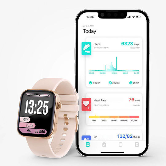 Lamax BCool2 Plus 46mm Smartwatch με Παλμογράφο (Ροζ Χρυσό)