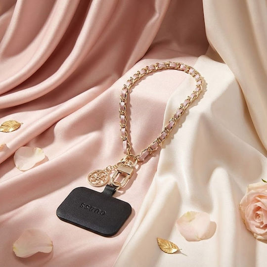 Guess Universal Hand Strap Saffiano Chain 4G Charm Wrist Strap for Mobile Phones Rose Gold