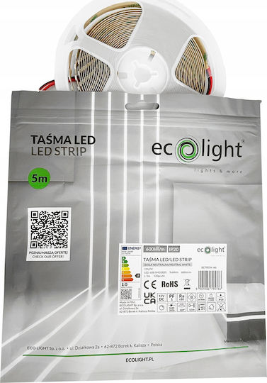 Eco Light Ταινία LED 12V Φυσικό Λευκό Φως 5m Τύπου SMD2835