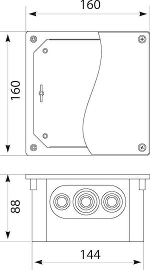 Facade Box P T Hermetic PPT-EH160 Inox IK10 IP65 Stainless Steel Cover 64.160