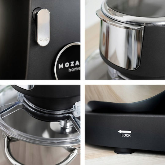 Mozano Home Stand Mixer 2300W with Stainless Bowl 6.2lt Black