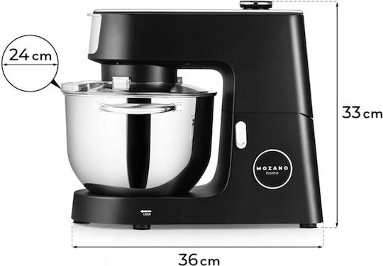 Mozano Home Stand Mixer 2300W with Stainless Bowl 6.2lt Black