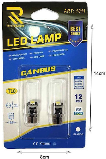 Rchang Λάμπες Αυτοκινήτου T10 LED 6500K Ψυχρό Λευκό 12V 2τμχ