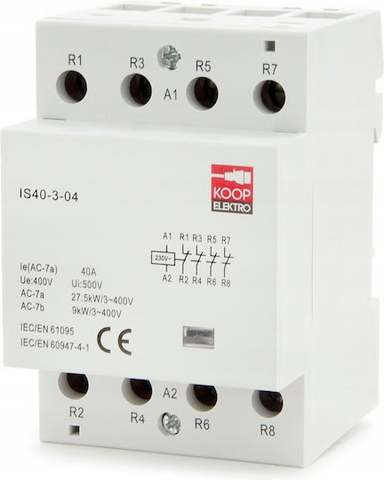 Ρελέ Ράγας 40A Τριπολικό με Τάση 230V