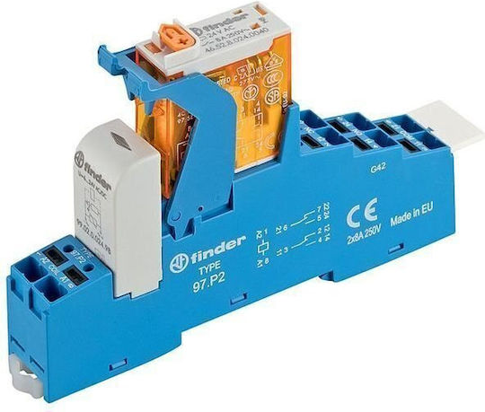 Finder Ρελέ Ράγας 8A Διπολικό με Τάση 24V