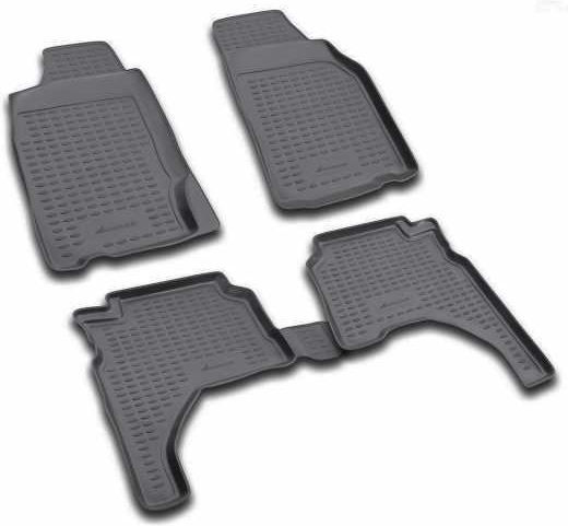 Novline Set of Front and Rear Mats 4pcs Tray Type for Mitsubishi L200 1996-2005 Black
