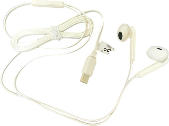 KS-35 Earbuds Handsfree Ακουστικά με Βύσμα USB-C Λευκό