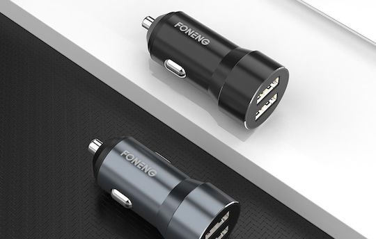Foneng C08 Car Charger 2.4A with Ports: 2xUSB Black Color